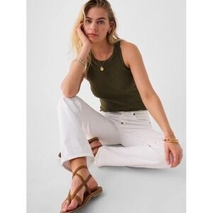 Fabirty Cambria Ribbed Knit Tank Top Olive Green Racerback Sleeveless Size Small